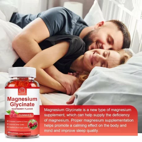 Glicinat de magneziu pentru dispozitie si creier, Formula de sustinere a somnului si a creierului, relaxarea muschilor si a inimii, 60 jeleuri gumate