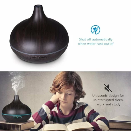Difuzor aromaterapie cu ultrasunete, telecomanda si lumina LED 7 culori V-Rising VR-N10RC, 550 ml, wenge