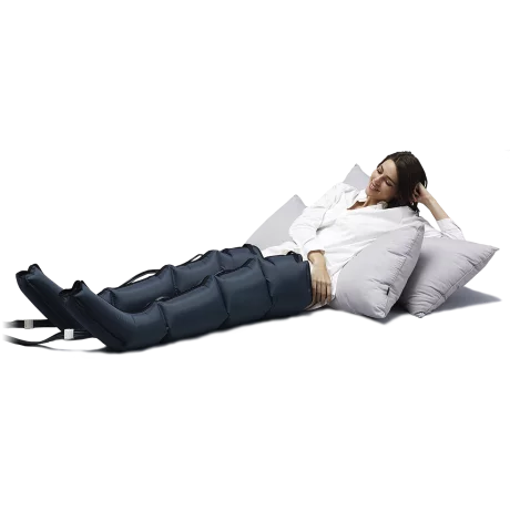 Aparat de presoterapie pentru drenaj limfatic si masaj Alhena® M-PRO 3001, 4 X 4 camere de compresie aer, 6 moduri de tratament, 30-250 mmHg, recuperare medicala, masaj terapeutic, refacere musculara, marimea XL, negru