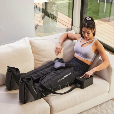Aparat de presoterapie pentru drenaj limfatic si masaj Alhena® M-PRO 3001, 2 X 6 camere de compresie aer, 6 moduri de tratament, 30-250 mmHg, recuperare medicala, masaj terapeutic, refacere musculara, marimea XL, negru