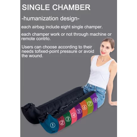 Aparat de presoterapie pentru drenaj limfatic si masaj Alhena® M-PRO 3001, 4 X 8 camere de compresie aer, 6 moduri de tratament, 30-250 mmHg, recuperare medicala, masaj terapeutic, refacere musculara, marimea XL, negru