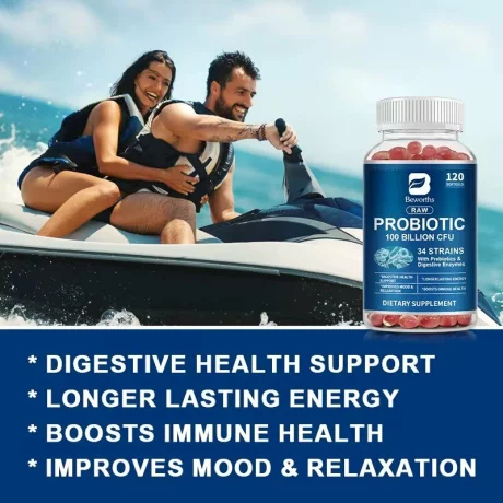 Probiotic 100 de miliarde de unitati formatoare de colonii, 34 de tulpini cu probiotice si enzime digestive pentru imunitate puternica, echilibrului florei intestinale, capsule moi