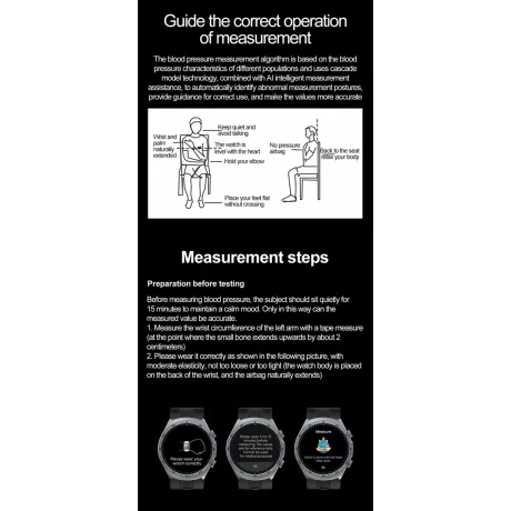Ceas smartwatch pentru masurarea glicemiei fara intepare, Alhena®  530mAh, NFC, SOS, Bratara pentru apeluri Ecg, Pompa de aer, Tensiune arteriala, Oxigen din sange, Sport Fitness S26, negru