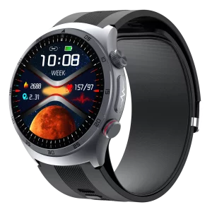 Ceas smartwatch pentru masurarea glicemiei fara intepare, Alhena®  530mAh, NFC, SOS, Bratara pentru apeluri Ecg, Pompa de aer, Tensiune arteriala, Oxigen din sange, Sport Fitness S26, negru