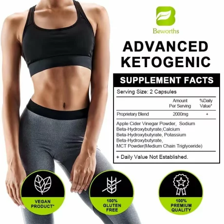 Keto, Oțet de mere capsule moi poate contribui la reducerea masei corporale, reducerea apetitului,  contribuie la metabolismul energetic normal, Beworths 60 de bucăți