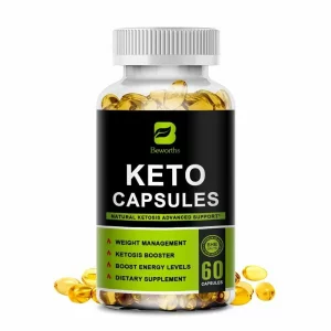 Keto, Oțet de mere capsule moi poate contribui la reducerea masei corporale, reducerea apetitului,  contribuie la metabolismul energetic normal, Beworths 60 de bucăți