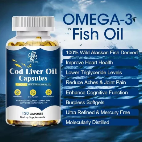 Ulei de ficat de cod capsule moi, Ulei de pește de mare adâncime, Supliment DHA EPA