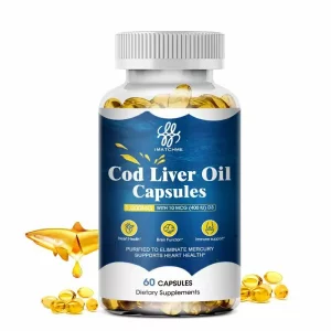 Ulei de ficat de cod capsule moi, Ulei de pește de mare adâncime, Supliment DHA EPA