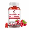 Glicinat de magneziu pentru dispozitie si creier, Formula de sustinere a somnului si a creierului, relaxarea muschilor si a inimii, 60 jeleuri gumate cu aroma de zmeura