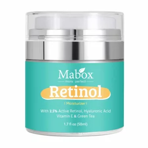 Crema hidratanta Mabox Active Retinol 2.5%, Acid Hialuronic, Vitamina E, Ceai Verde, antirid, anti-imbatranire, 50 ml