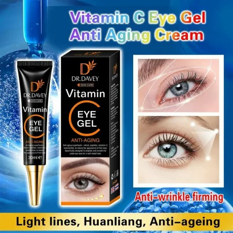Gel pentru conturul ochilor cu Vitamina C, hidratant si restructurant pentru riduri, pungi si cearcane, Dr.Davey, 30ml
