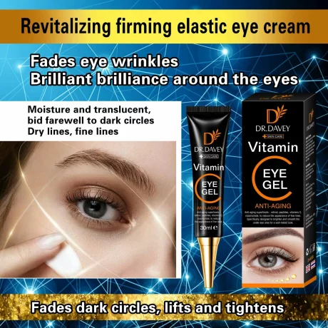 Gel pentru conturul ochilor cu Vitamina C, hidratant si restructurant pentru riduri, pungi si cearcane, Dr.Davey, 30ml