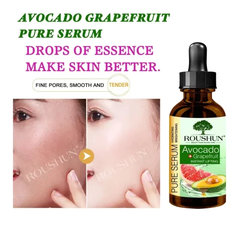 Ser cu extract de Avocado si Grapefruit, antirid, anti-imbatranire, iluminator, Roushun, 30ml