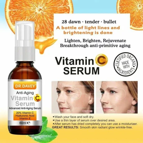 Ser cu Vitamina C 20%, Acid Hialuronic si Vitamina E, DR. DAVEY Advanced Anti-aging, Lifting &amp; Firming, 60 ml