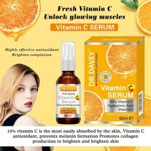 Ser cu Vitamina C 20%, Acid Hialuronic si Vitamina E, DR. DAVEY Advanced Anti-aging, Lifting &amp; Firming, 60 ml