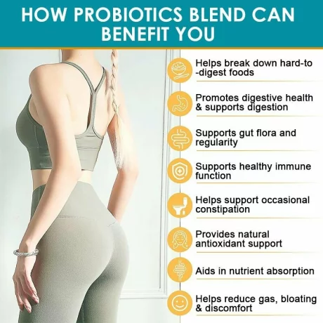 Probiotic 120 de miliarde de unitati formatoare de colonii, 36 de tulpini cu probiotice si enzime digestive pentru imunitate puternica, echilibrului florei intestinale, capsule moi