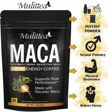Cafea instant Maca organica îmbunătățește energia și crește concentrația  bogata in vitamine, riboflavina, vitamina B12, fier si calciu, 100g