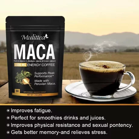 Cafea instant Maca organica îmbunătățește energia și crește concentrația  bogata in vitamine, riboflavina, vitamina B12, fier si calciu, 100g