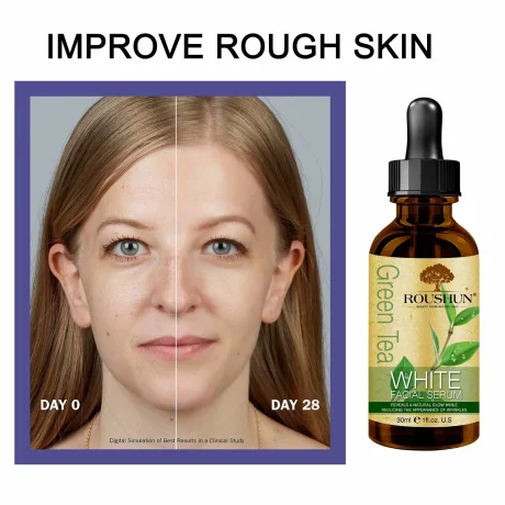 Ser revitalizant cu ceai verde , 92% organic, tratament facial antioxidant, netezește liniile fine și ridurile, depigmentant