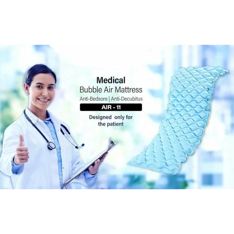 Saltea antiescara cu compresor silentios, 2 moduri alternativ/static, sistem antiescare FoFo Medical HF6001/HF608, 200 x 90 cm, bleu