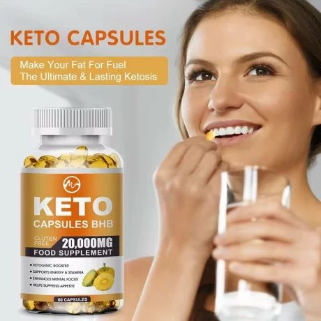 Capsule Keto 20000mg - Slăbire, Detoxifiere prin arderea grăsimilor, pot contribui la reducerea masei corporale, reducerea apetitului, contribuie la metabolismul energetic normal, 120 de bucăți