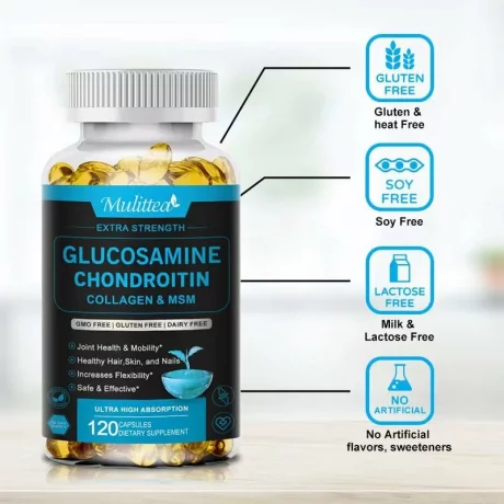 Glucosamine Chondroitin, Colagen si MSM,  Protectia articulatiilor, susținerea integrității articulațiilor și a țesuturilor de legătură, 120 capsule