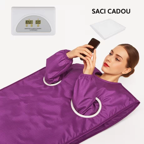 Termocuverta cu doua zone infrarosu, maneci, telecomanda, Alhena Store® XC-RZT02, mov