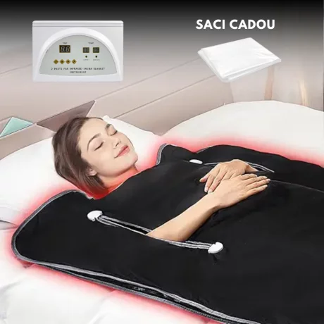 Termocuverta cu infrarosu Indepartat, Detoxifiere, Imbunatatirea Metabolismului, Pierdere in Greutate, Reducerea Durerilor Musculare, Imbunatatirea Aspectului Pielii, Diminuarea Celulitei, Alhena®, Negru