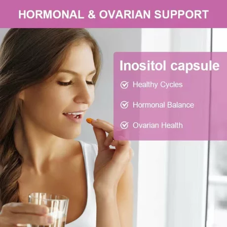Capsule cu inozitol MYO și D-Chiro pentru echilibru hormonal, vitamina B8, sănătate ovariană, bogate în vitamina D3 pentru femei