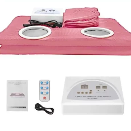Termocuverta cu doua zone infrarosu Alhena® XC-RZT02, maneci, telecomanda, patura termica, diminuarea celulitei, slabit, modelarea corpului, detoxifiere, roz