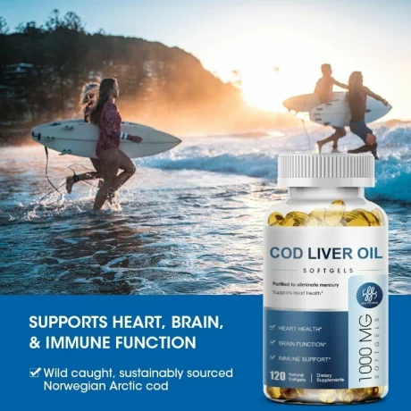 Ulei de ficat de cod capsule moi, Ulei de pește de mare adâncime, Supliment DHA EPA