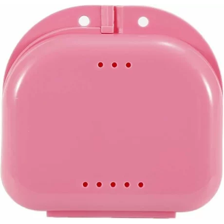 Cutie pentru depopzitare aparate dentare, gutiere, proteze, Cutie Orto Midi 85x82x28mm, roz