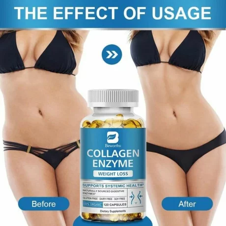 Capsule de colagen enzimatic pentru gestionarea poftei de mancare pentru pierderea in greutate, sanatatea florei intestinale, Beworths 120 buc