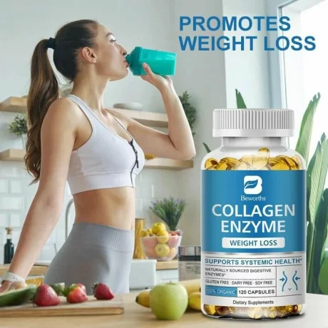 Capsule de colagen enzimatic pentru gestionarea poftei de mancare pentru pierderea in greutate, sanatatea florei intestinale, Beworths 60 buc