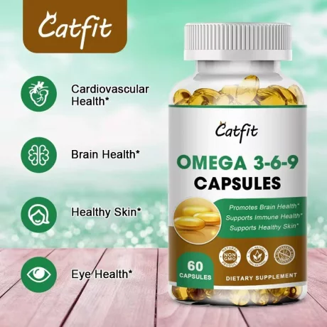 Omega 3-6-9, Complex de acizi grași esențiali pentru inimă, creier, piele și articulații. Formulă echilibrată cu uleiuri naturale pentru susținerea sănătății zilnice, 60 capsule