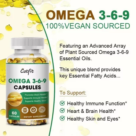 Omega 3-6-9, Complex de acizi grași esențiali pentru inimă, creier, piele și articulații. Formulă echilibrată cu uleiuri naturale pentru susținerea sănătății zilnice, 60 capsule