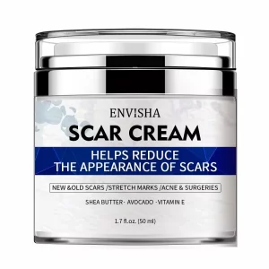 Envisha Advanced Scar Removal 50 ml, Cremă organică pentru cicatrici faciale, burtă, picioare, coșuri, vergeturi, eficientă pentru îndepărtarea cicatricilor acneice