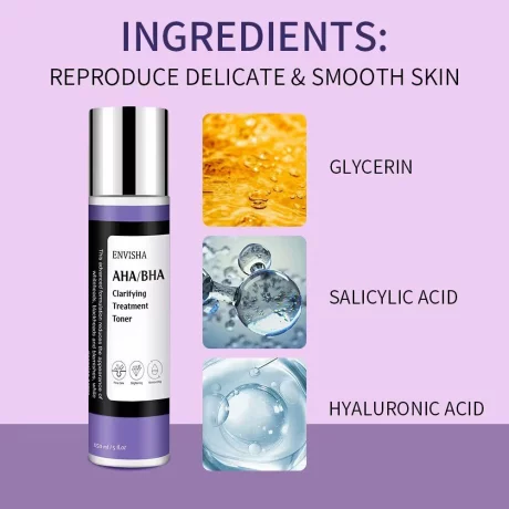 Toner usor exfoliant AHA/BHA, pentru ten acneic cu pori dilatați, minimizează luciul nedorit, menține porii pielii curați