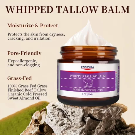 Crema seu de vită finit cu grăsime, ulei de migdale dulci presat la rece organic, pentru  pielea sensibilă, inclusiv a bebelușilor, la cea predispusă la acnee, grasă, uscată, cu eczeme, psoriazis, tăieturi, zgârieturi