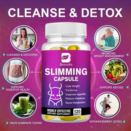 Capsule de slabit, Detox, Ardere Grăsimi, 60 Caps, supliment eficient destinat detoxifierii, susținerii digestiei și gestionării greutății, a sprijini organismul în arderea grăsimilor și accelerarea metabolismului