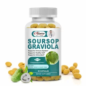 Soursop Graviola, antioxidant si antitumoral, sustine imunitatea si detoxifierea naturala a organismului, contribuie la protectia celulara si echilibrul sistemului nervos, 60 cps