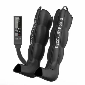 Aparat de masaj pentru picioare cu compresie aer, 6 camere cu telecomandă, SmartDVT, 1500mA, recuperare medicala, masaj terapeutic, refacere musculara, marimea XL, negru  5 moduri,Alhena® M-PRO 3001