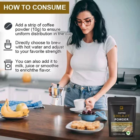 Cafea Instant cu Shilajit, Ginseng, Ashwagandha și Extracte Naturale – Energie, Concentrare și Imunitate