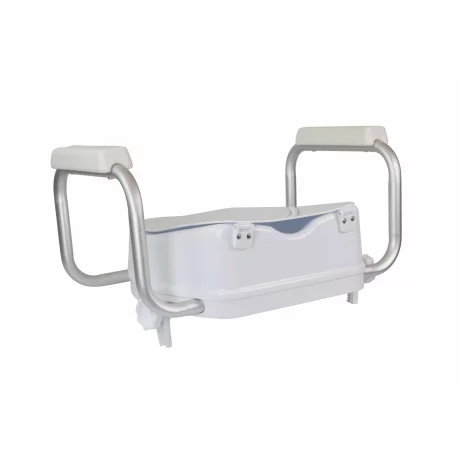 Scaun de toaletă ridicat Homecraft din PP, reglabil pe înălțime, 180 kg cu cotieră, 10 cm, Inaltator WC cu capac, pentru persoane în vârstă, postoperatorie, femei însărcinate , manere de sustinere D-4A-B