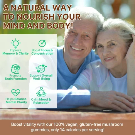 Mushroom Complex, Ashwagandha, jeleuri din extract deciuperci sustine functia cognitiva, sanatate imunitara, energie, ameliorarea stresului, 80 buc