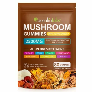 Mushroom Complex, Ashwagandha, jeleuri din extract deciuperci sustine functia cognitiva, sanatate imunitara, energie, ameliorarea stresului, 80 buc