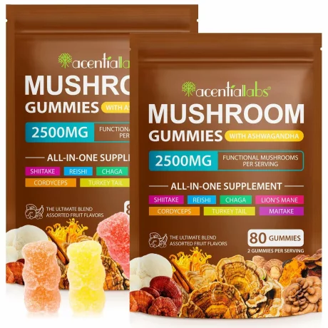Mushroom Complex, Ashwagandha, jeleuri din extract deciuperci sustine functia cognitiva, sanatate imunitara, energie, ameliorarea stresului, 80 buc