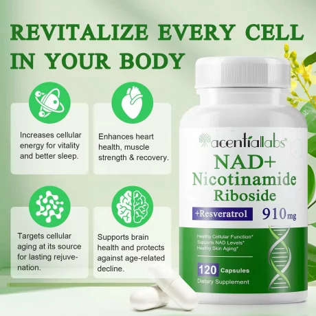 Nad Plus 1000MG, supliment de nicotinamidă, ribozidă și resveratrol, nicotinamidă, 120 Capsule cu extract de plante