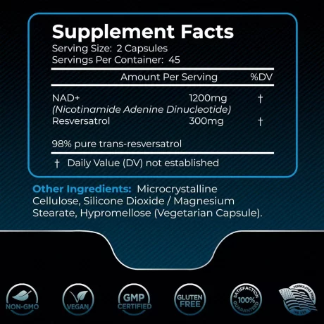 NAD+ Supliment Enhancer Capsule Supliment Nad Resveratrol Supliment Lipozomal Anti Imbatranire, 1500 mg WELLBODY, 60 cps