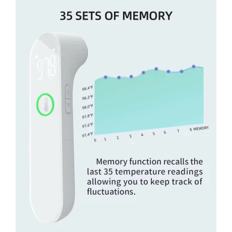 Termometru digital de uz casnic, fără contact, cu infraroșu, pentru frunte și ureche, pentru adulți/bebeluși, electric, Alhena IR-209